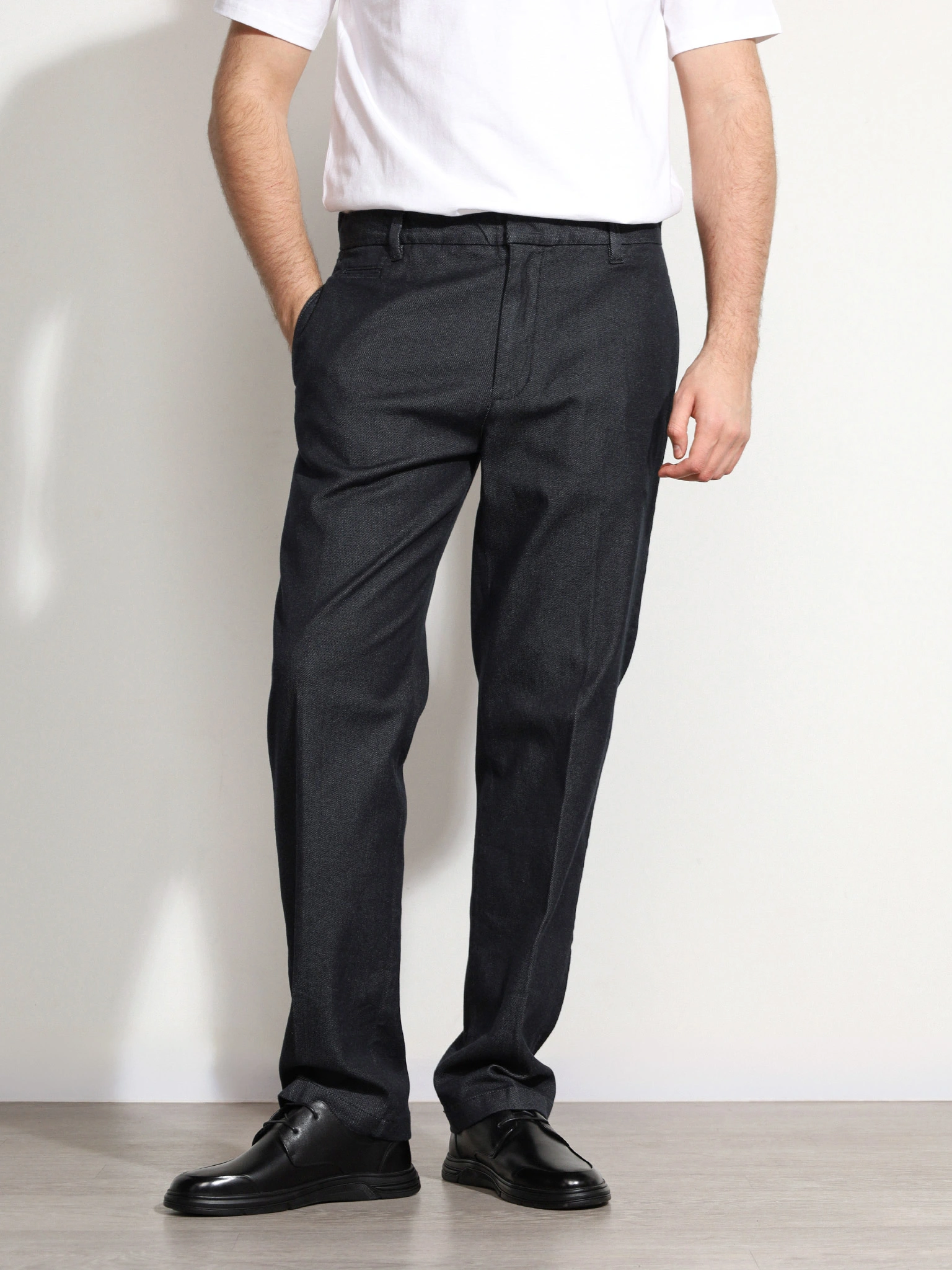 Брюки цвета графит из смесового хлопка